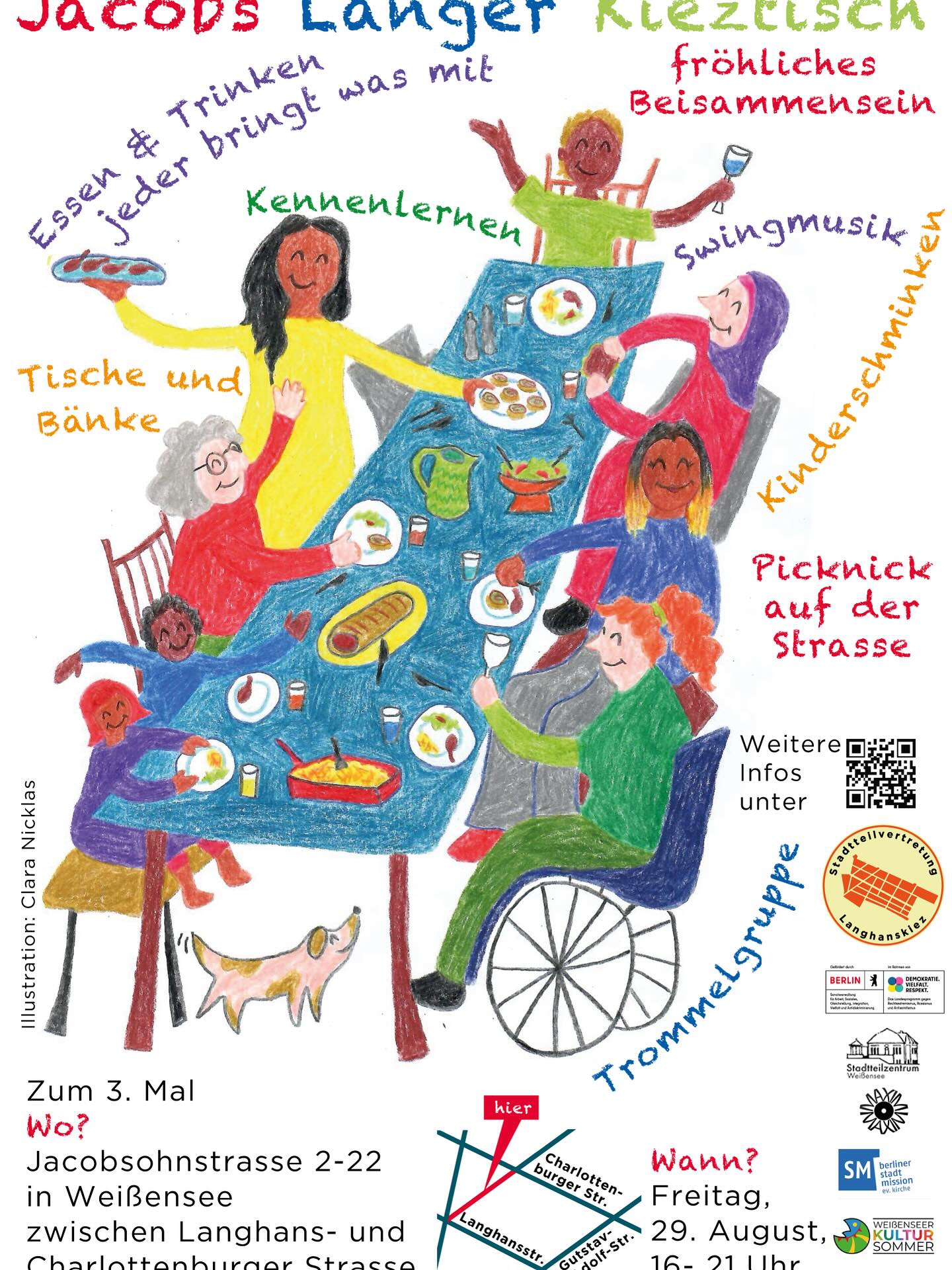 Langer Kieztisch, ick hör Dir trapsen! Liebe Nachbar*innen, am 29.8. isses wieder soweit: Eure Lieblingsstadtteilvertetung lädt ein zum Kiezfest in der Jacobsohnstraße von 16 bis 21 Uhr. Mit noch mehr tollem Programm! Kommt alle längs! Bis dann 👋