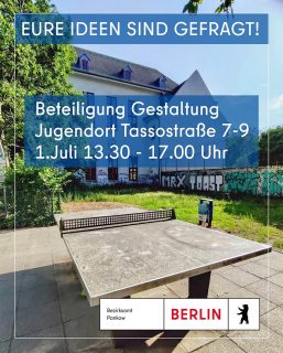 Kommt noch schnell vorbei zum geplanten Jugendort in der Tassostrasse. Heute dürfen alle 12-18jährigen vor Ort ihre Ideen einbringen. Es gibt auch Wraps, Kekse und kalte Getränke 🥤